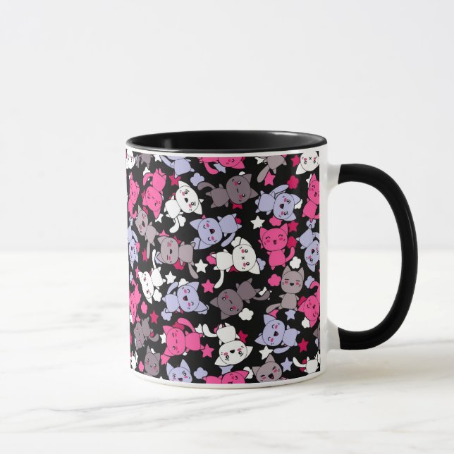 pattern with cute kawaii doodle cats 3 mug (Right)