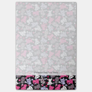 pattern with cute kawaii doodle cats 3 post-it notes