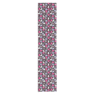 pattern with cute kawaii doodle cats 3 short table runner
