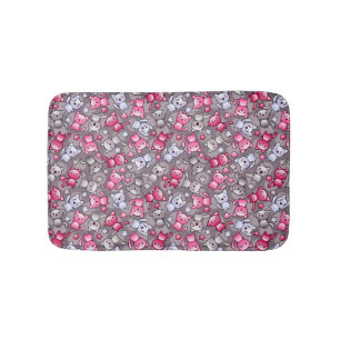 pattern with cute kawaii doodle cats bath mat