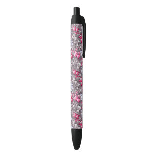 pattern with cute kawaii doodle cats black ink pen