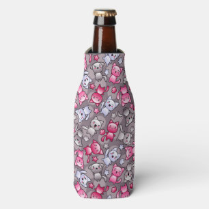 pattern with cute kawaii doodle cats bottle cooler