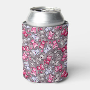 pattern with cute kawaii doodle cats can cooler