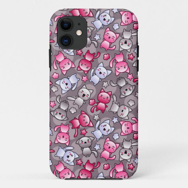 pattern with cute kawaii doodle cats Case-Mate iPhone case (Back)