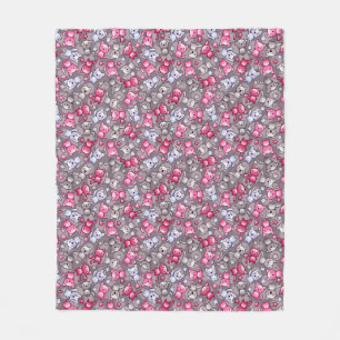 pattern with cute kawaii doodle cats fleece blanket