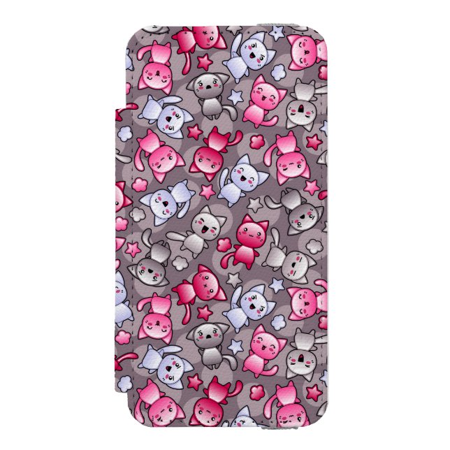 pattern with cute kawaii doodle cats incipio iPhone wallet case (Folio Front)