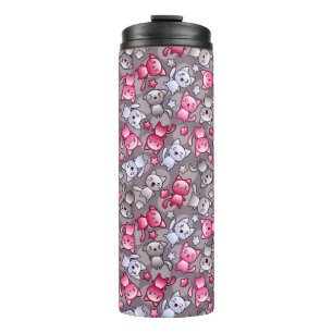 pattern with cute kawaii doodle cats thermal tumbler