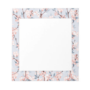 Pattern with delicate spring sakura flowers notepad