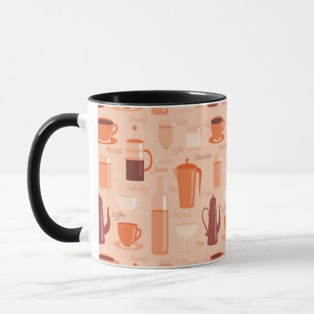 Pattern with drinks and text mug (Left)