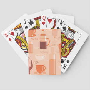Pattern with drinks and text playing cards