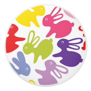 pattern with Easter rabbits Ceramic Knob