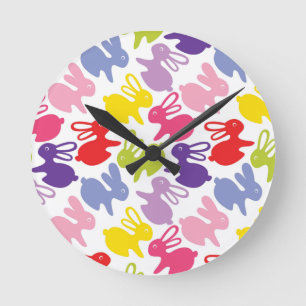 pattern with Easter rabbits Round Clock