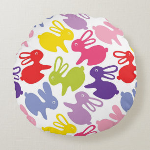 pattern with Easter rabbits Round Cushion