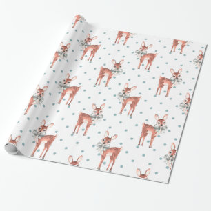 Pattern with fawns wrapping paper