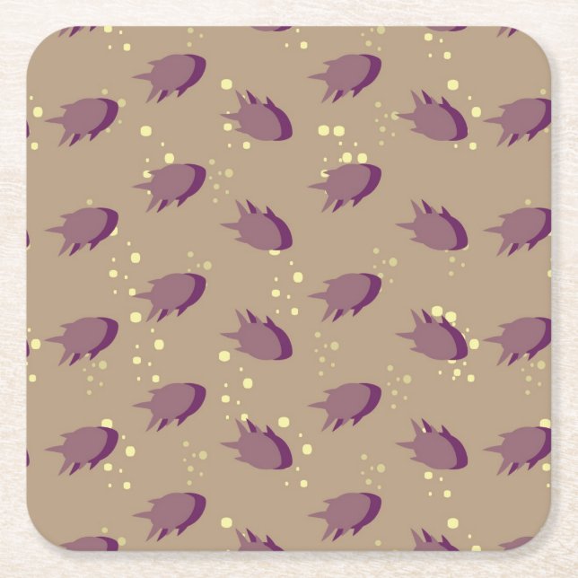 pattern with fish 2 square paper coaster (Front)