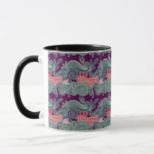 Pattern With Fish And Purple Wave Mug