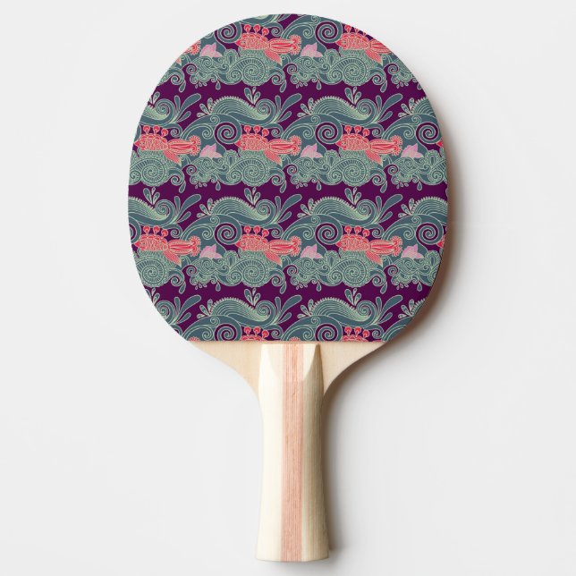 Pattern With Fish And Purple Wave Ping Pong Paddle (Front)