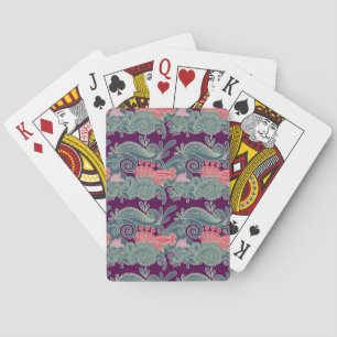 Pattern With Fish And Purple Wave Playing Cards
