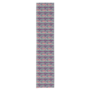 Pattern With Fish And Purple Wave Short Table Runner