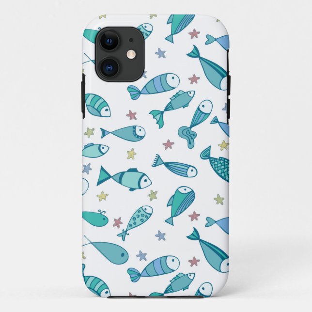 Pattern With Fish And Starfish Case-Mate iPhone Case (Back)