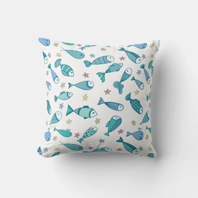Pattern With Fish And Starfish Cushion (Front)