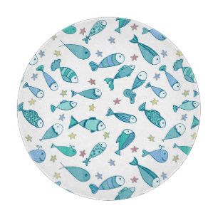 Pattern With Fish And Starfish Cutting Board