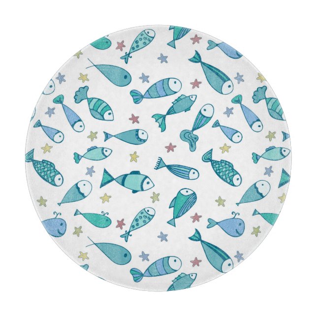 Pattern With Fish And Starfish Cutting Board (Front)