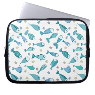 Pattern With Fish And Starfish Laptop Sleeve