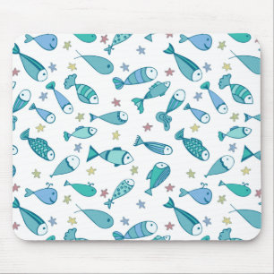 Pattern With Fish And Starfish Mouse Mat