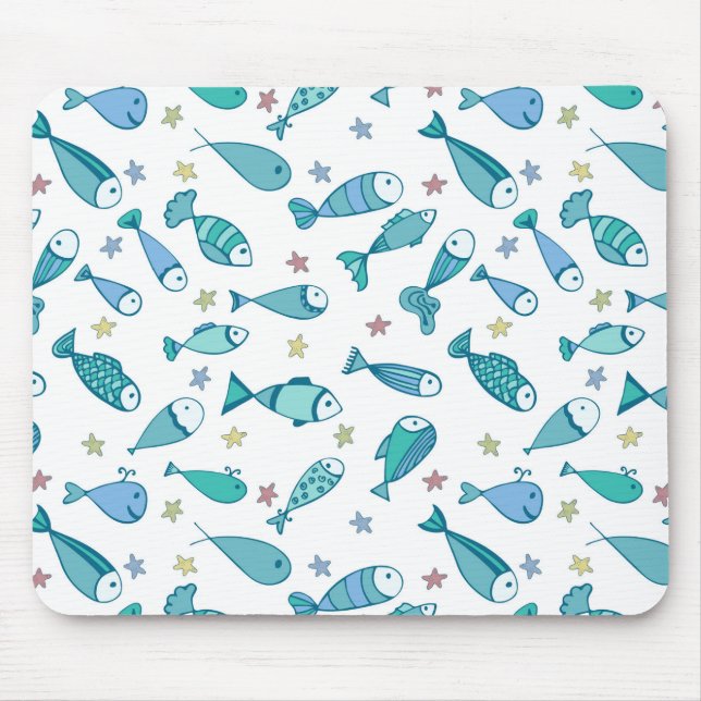 Pattern With Fish And Starfish Mouse Mat (Front)