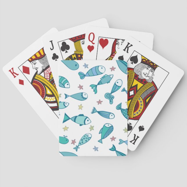 Pattern With Fish And Starfish Playing Cards (Back)