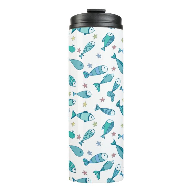 Pattern With Fish And Starfish Thermal Tumbler (Front)