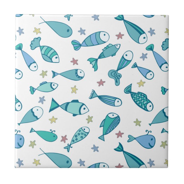 Pattern With Fish And Starfish Tile (Front)