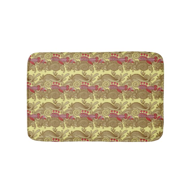 Pattern With Fish And Wave Bath Mat (Front)