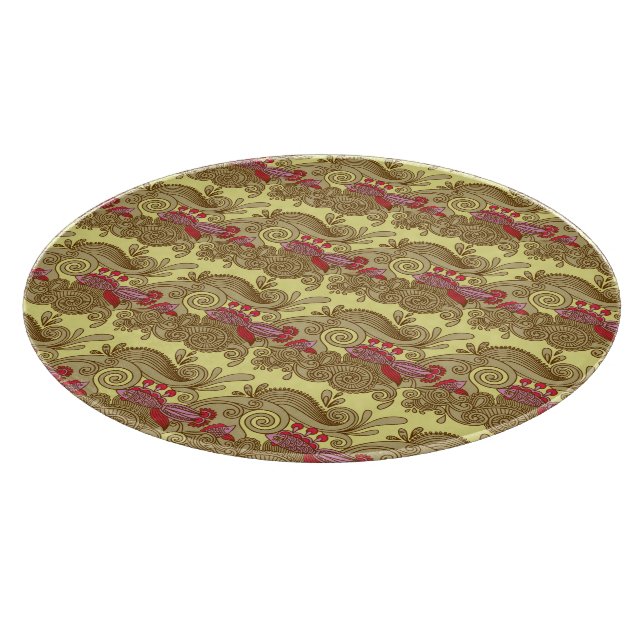 Pattern With Fish And Wave Cutting Board (Corner)