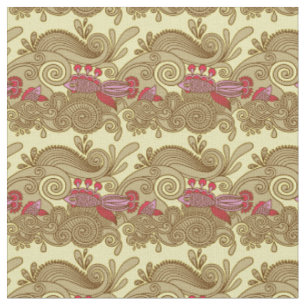 Pattern With Fish And Wave Fabric