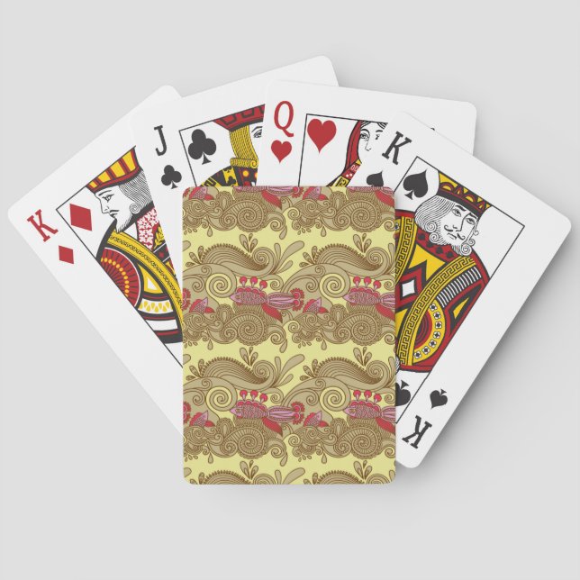 Pattern With Fish And Wave Playing Cards (Back)