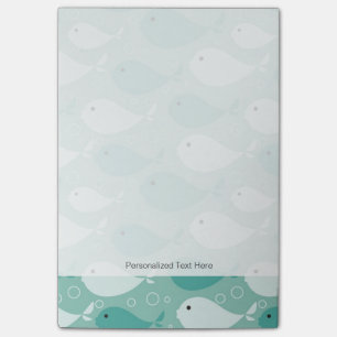 pattern with fish post-it notes