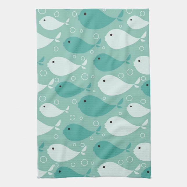 pattern with fish tea towel (Vertical)
