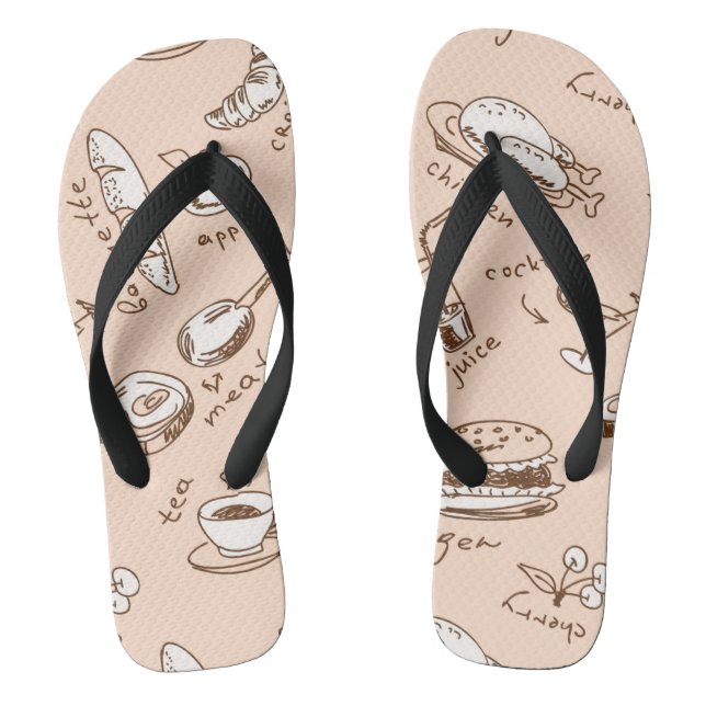 Pattern With Food Flip Flops (Footbed)
