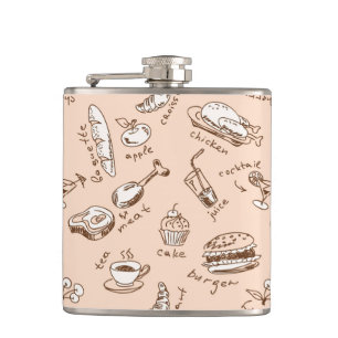 Pattern With Food Hip Flask