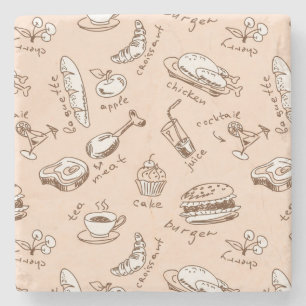 Pattern With Food Stone Coaster