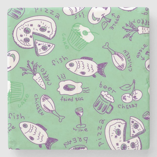 Pattern with Food Stone Coaster (Front)