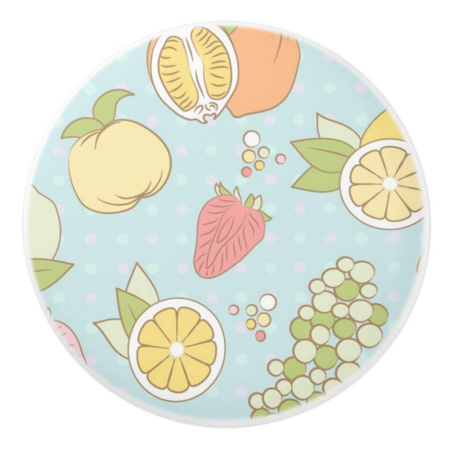 Pattern With Fruits And Berries Ceramic Knob (Front)