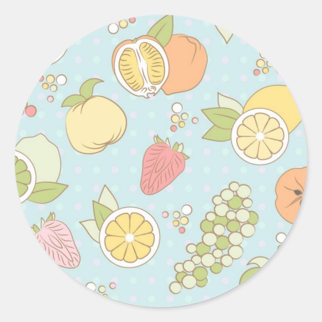 Pattern With Fruits And Berries Classic Round Sticker (Front)
