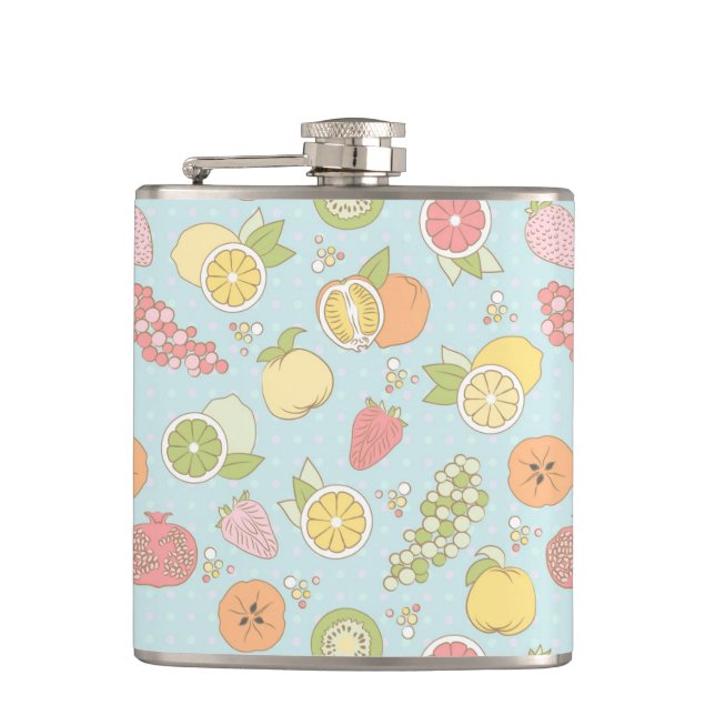 Pattern With Fruits And Berries Hip Flask (Front)