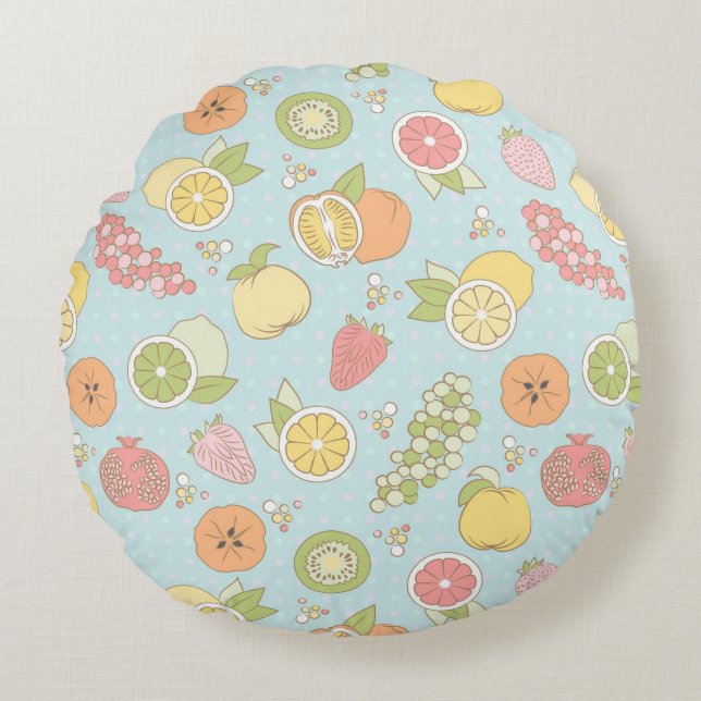 Pattern With Fruits And Berries Round Cushion (Front)