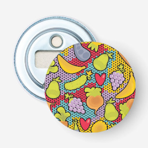 Pattern with fruits and vegetables bottle opener