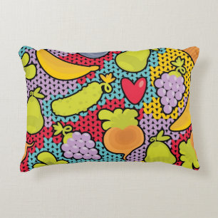 Pattern with fruits and vegetables decorative cushion