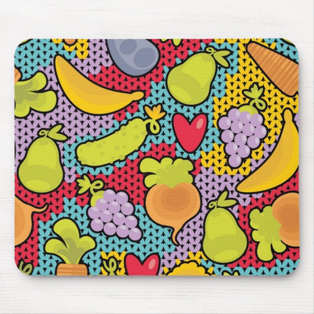 Pattern with fruits and vegetables mouse mat (Front)